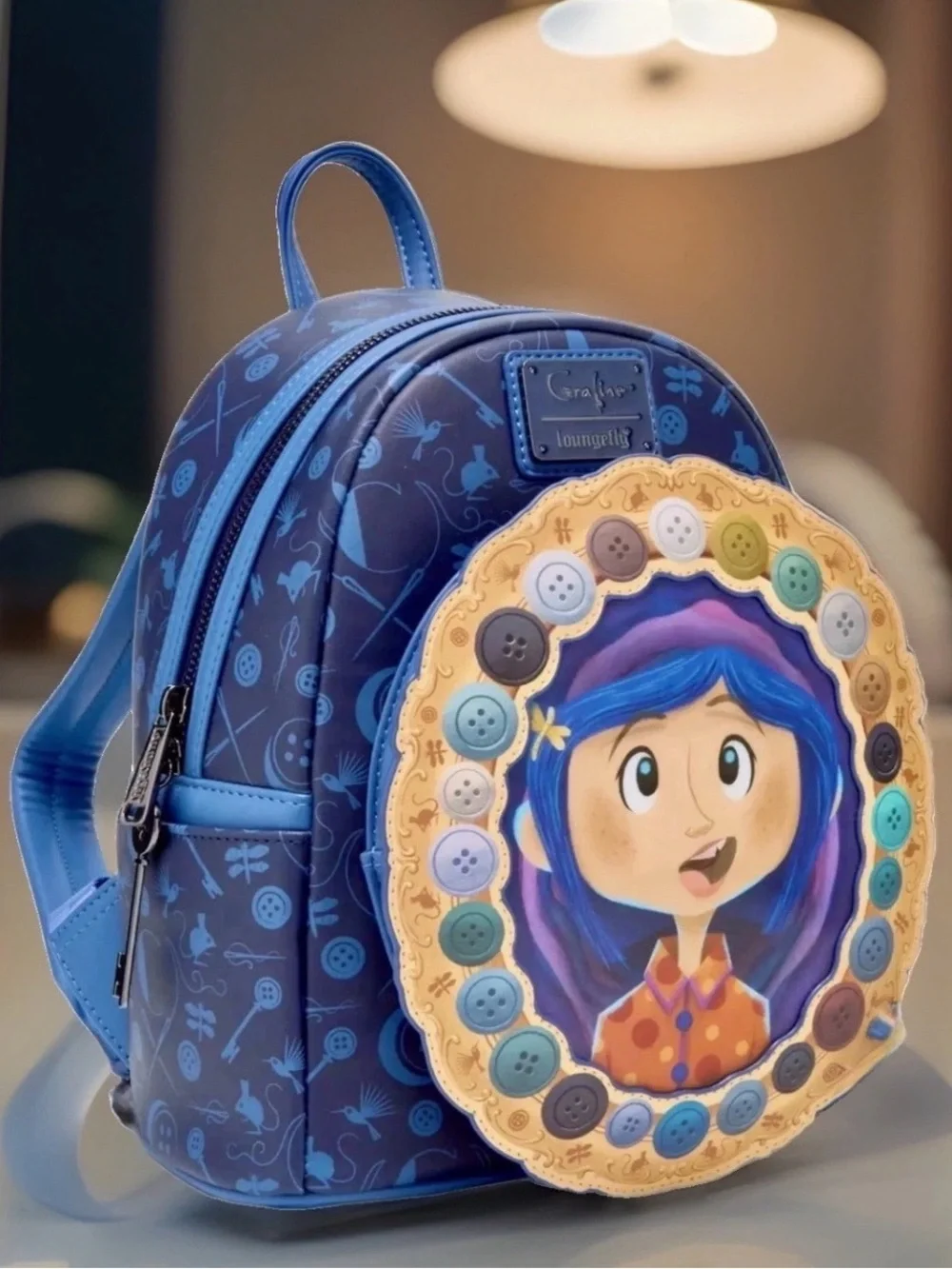 NEW w Tags Loungefly Coraline Portal Button Frame Lenticular Blue Backpack Bag